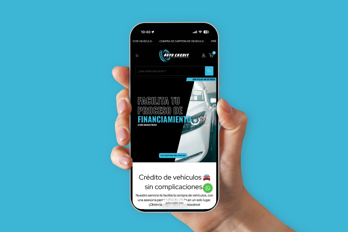 Tienda online Auto Credit en Tiendanube, vista completa en un celular