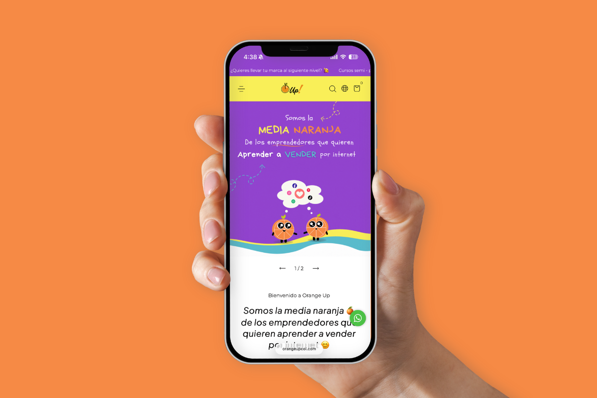 Tienda online Orange Up en Tiendanube, vista completa en un celular